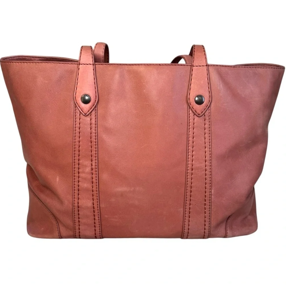 Frye Melissa Shopper Shoulder Tote Apricot Dusty Pink Italian Leather